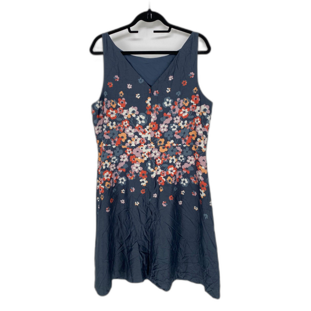 Loft Outlet Blue Floral Sleeveless Dress Womens sz 16 Cotton